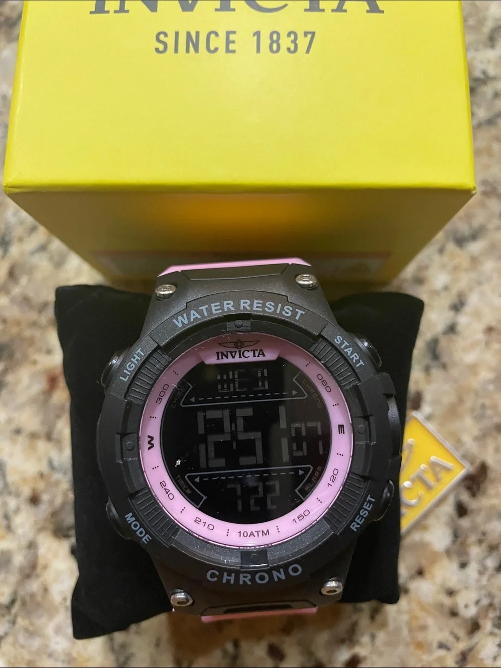 Invicta Black and Pink Racing Digital Chronograph Watch